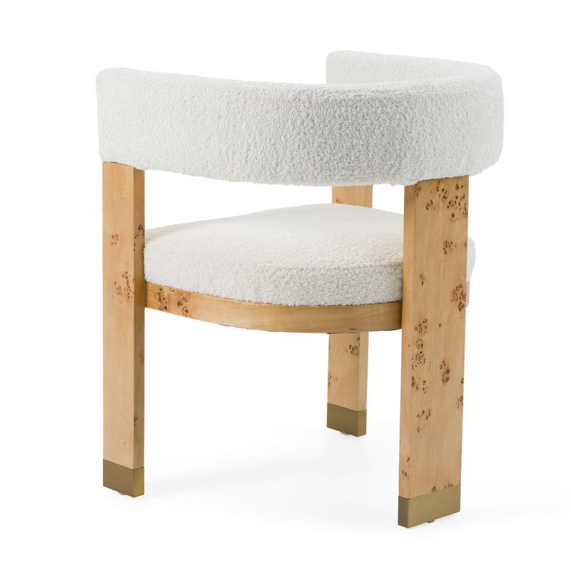 Bernadette Modern Cream & Burl Dining Chair