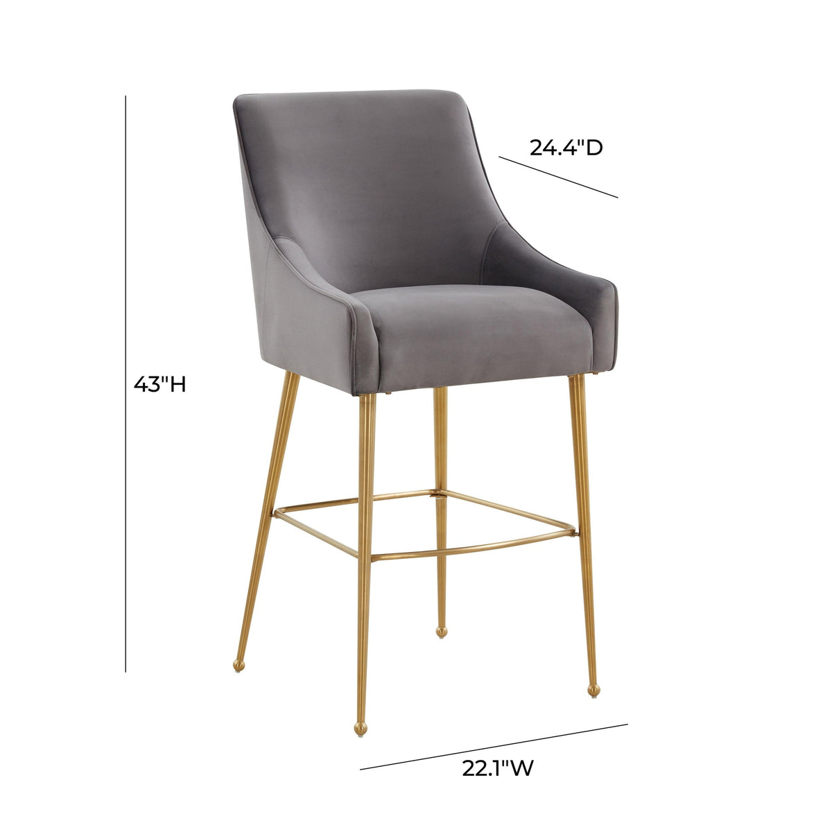 Prado Performance Grade Dark Grey Velvet Bar Stool