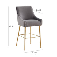 Prado Performance Grade Dark Grey Velvet Bar Stool