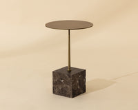 Meridia Antique Brass & Brown Emperador Marble Accent Table