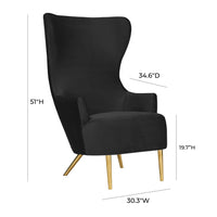 Versailles Black Velvet Wingback Chair - Luxury Living Collection