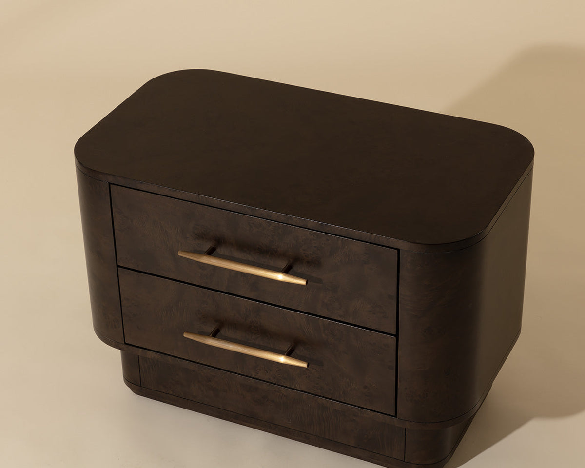 Ezekiel 32" Maple Burl Veneer &Gold Nightstand