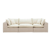 Cali 120" Natural Wicker Outdoor Modular Sofa