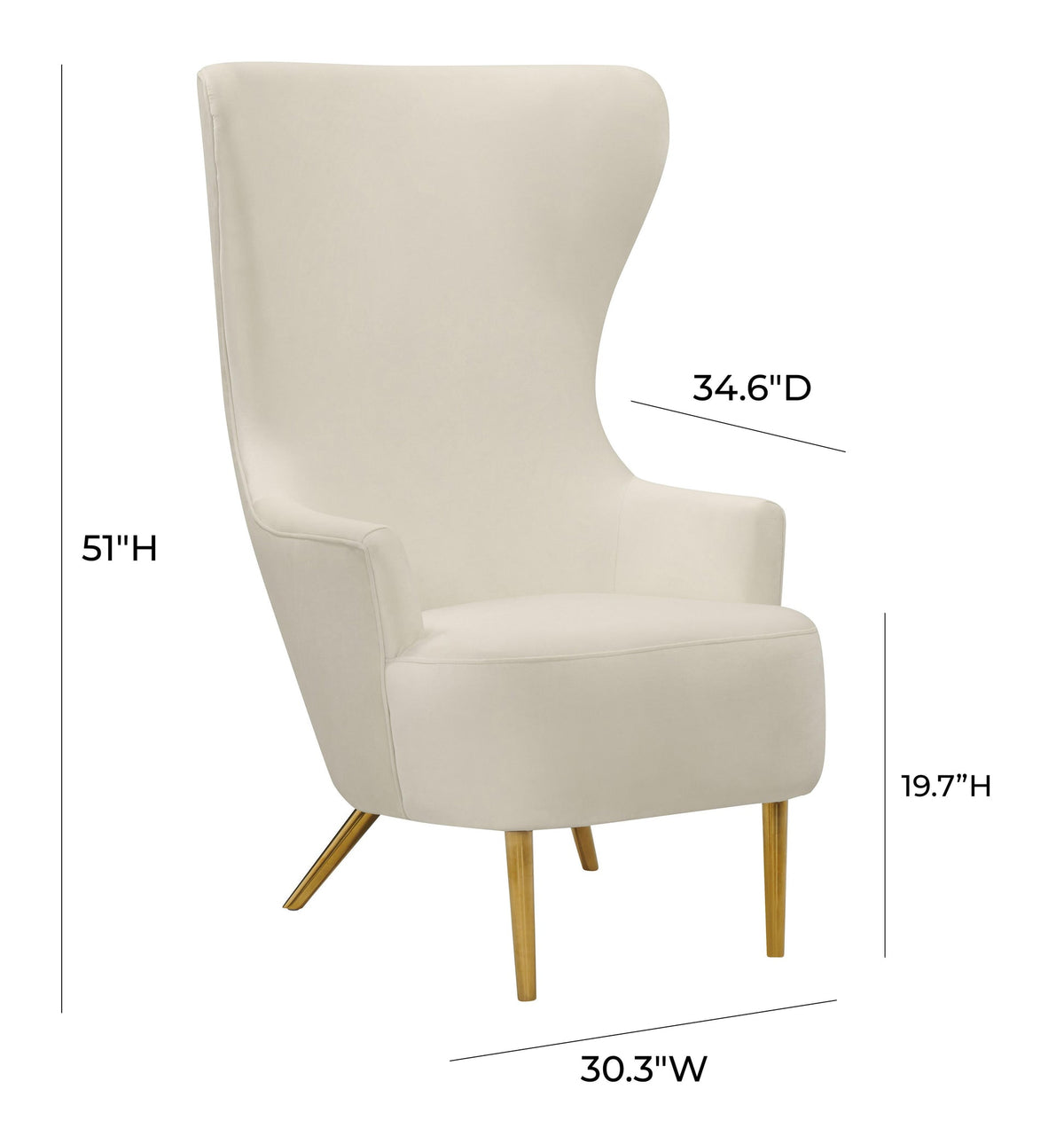 Versailles Cream Velvet Wingback Chair - Luxury Living Collection