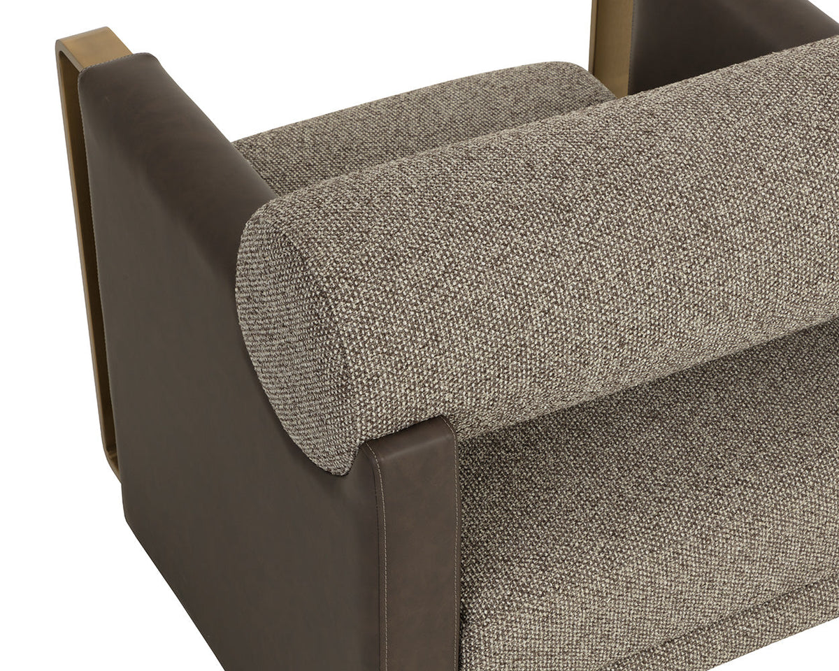 Edgar Earth Fabric, Espresso Faux Leather & Gold Accent Chair
