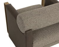 Edgar Earth Fabric, Espresso Faux Leather & Gold Accent Chair
