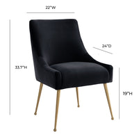 Prado Black Velvet With Gold Frame Chair - PROMOTION