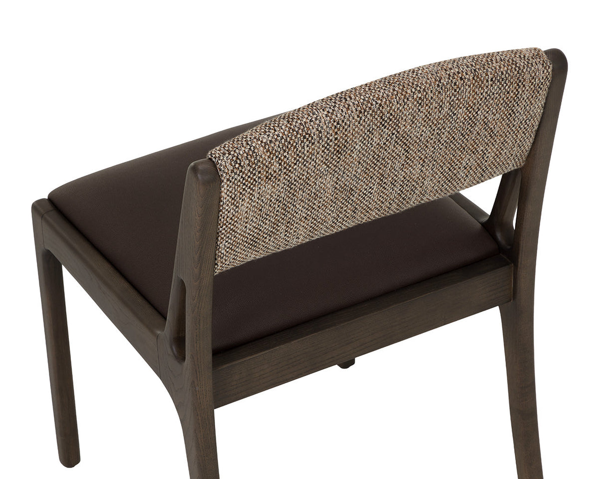 Mertola Espresso Faux Leather & Branzino Fabric Dining Chair