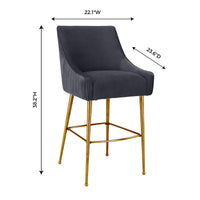 Prado Pleated Performance Grade Dark Grey Velvet Counter Stool