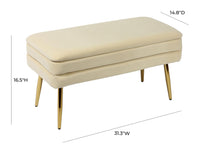 Kamini 31.3" Cream Velvet Storage Bench