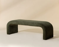 Nahara Rich Olive Plush Upholstered Arch Bench