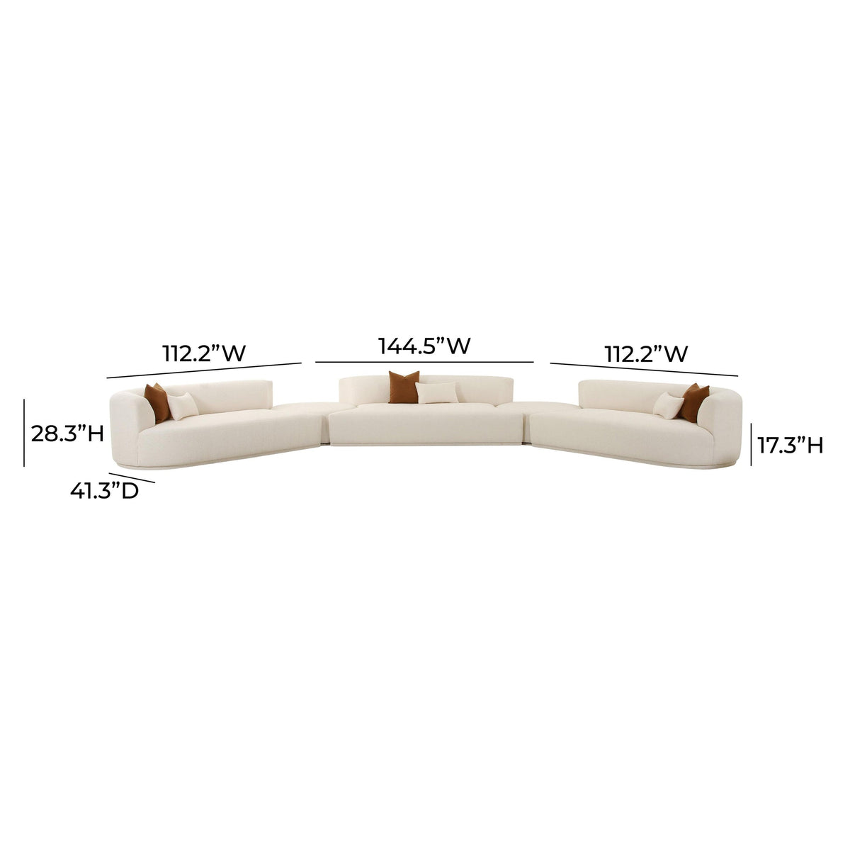 Pablo 196" Plush Cream Boucle 5-Piece Modular Sectional Sofa
