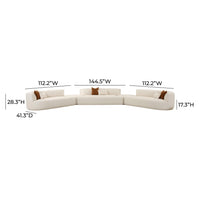 Pablo 196" Plush Cream Boucle 5-Piece Modular Sectional Sofa