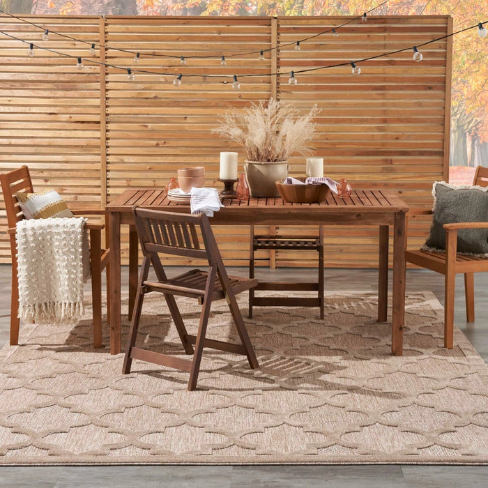 Asako Indoor/Outdoor Natural Beige Trellis Pattern Area Rug - Elegance Collection