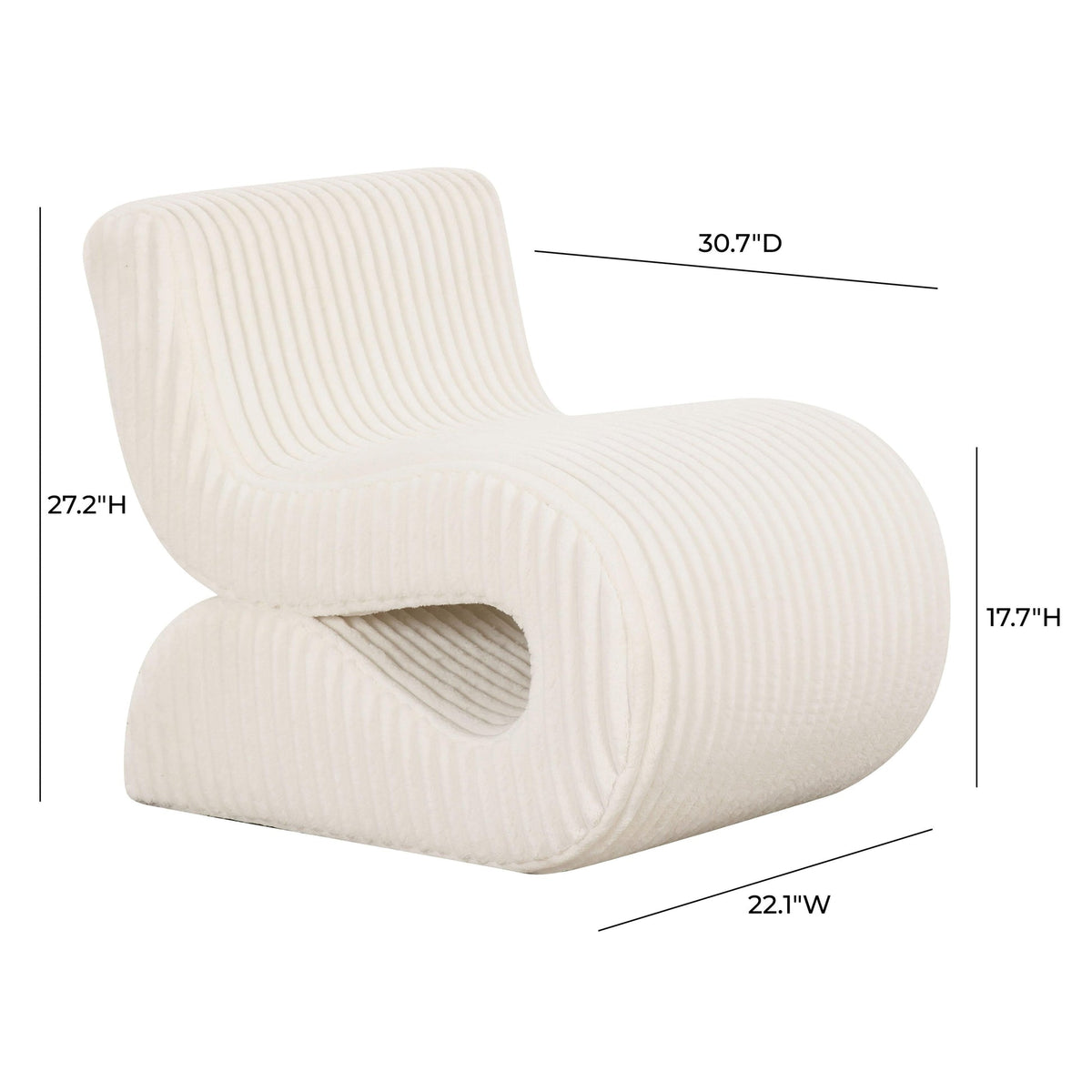 Selene Cream Oversized Performance Corduroy Accent Chair