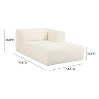 Telav 71" Fluffy Oversized Cream Performance Corduroy Modular RAF Chaise