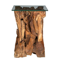 Natural 17" Teak Wood End Table