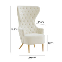 Banu Cream Velvet Wingback Chair - Luxury Living Collection