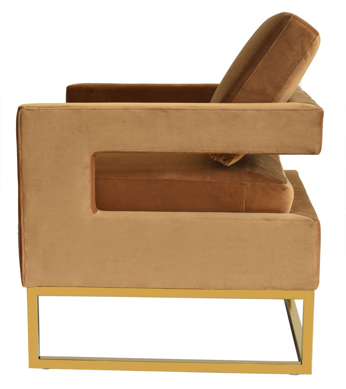 Glimer Camel Velvet + Gold Accent Chair