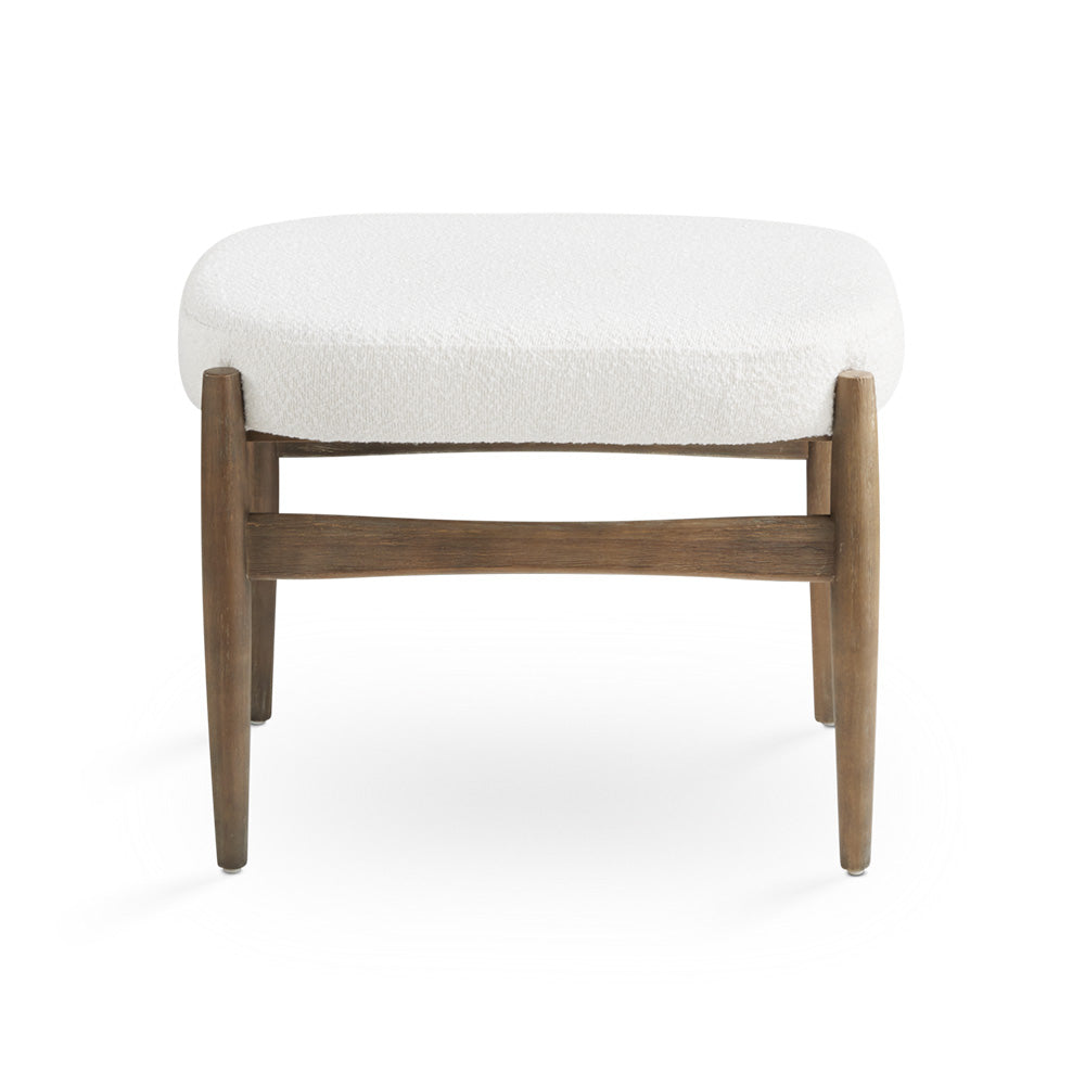 Winslow White Boucle & Wood Bench