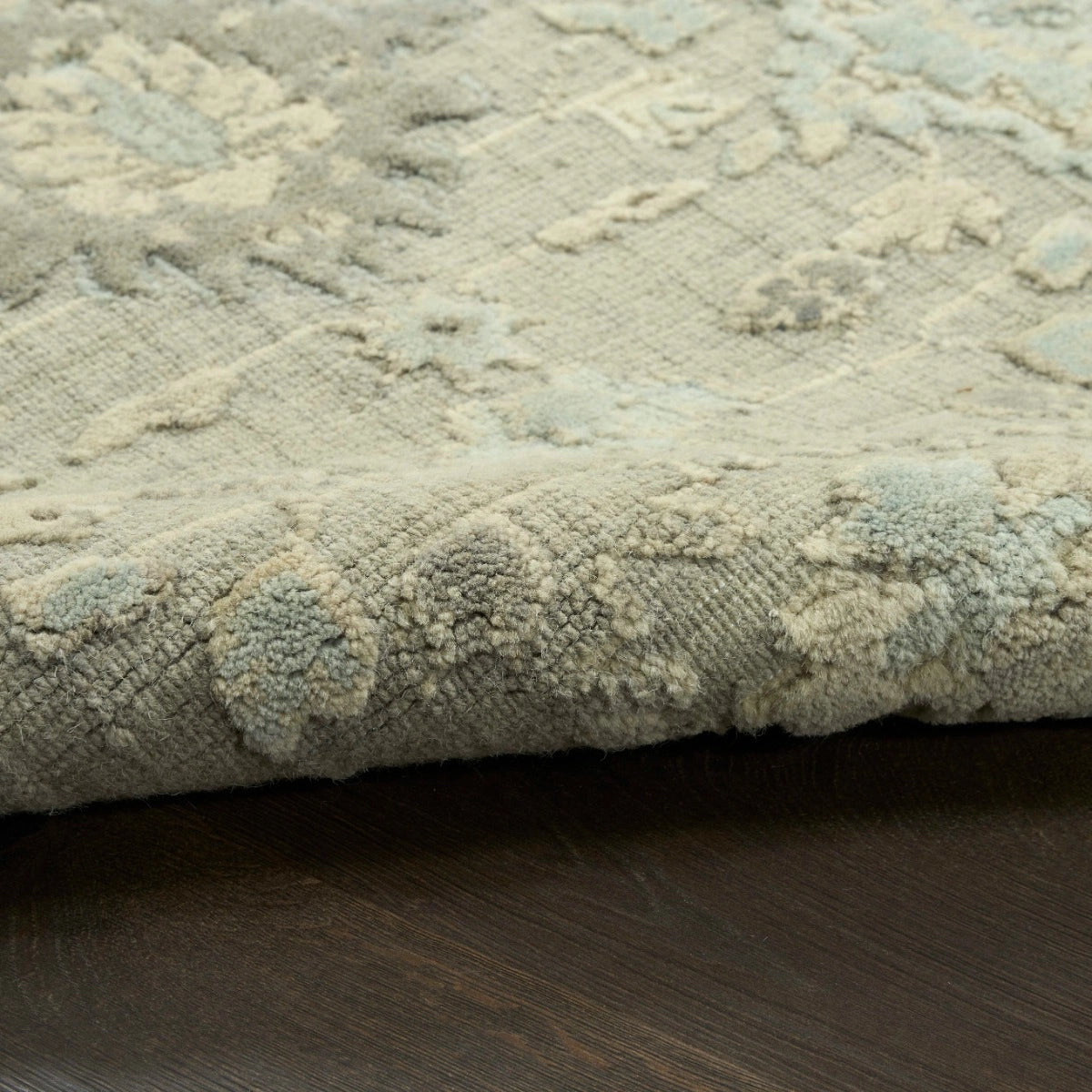 Georgia Grey Blue Hand Loomed Wool Area Rug