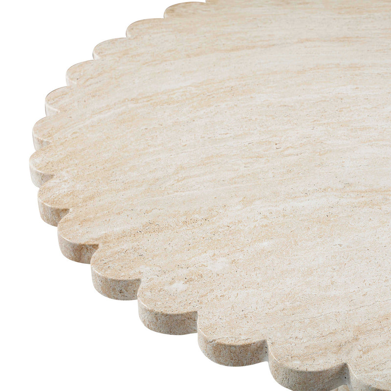 Petals Washed Travertine Finish Indoor / Outdoor 54" Round Dining Table