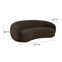 Coty 89.7" Chocolate Brown Performance Velvet Curved Sofa