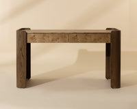 Beryl 60" Burl Veneer & Brown Oak Desk Console Table