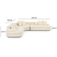 Gracie 109" Cream Performance Boucle Modular Curved Sectional