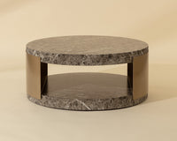 Cavette Dark Emperador Faux Marble & Brass Coffee Table - Indoor/Outdoor