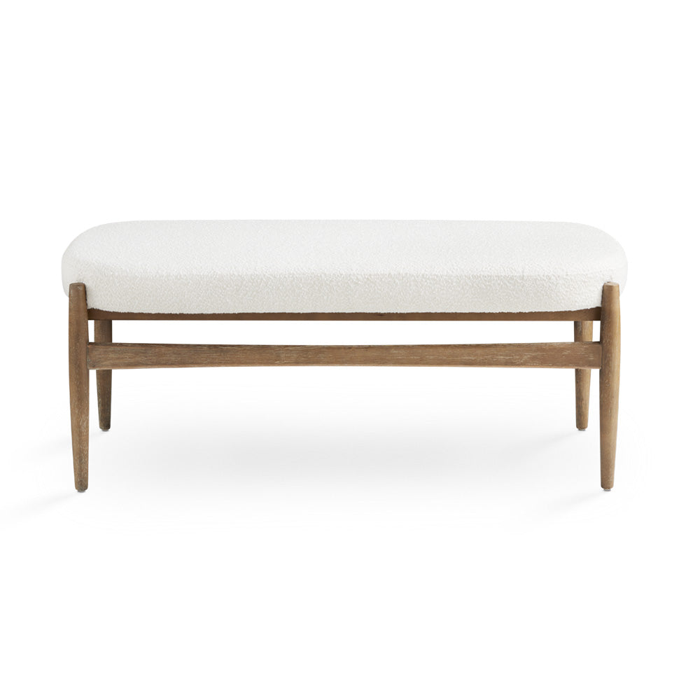 Winslow White Boucle & Wood Bench