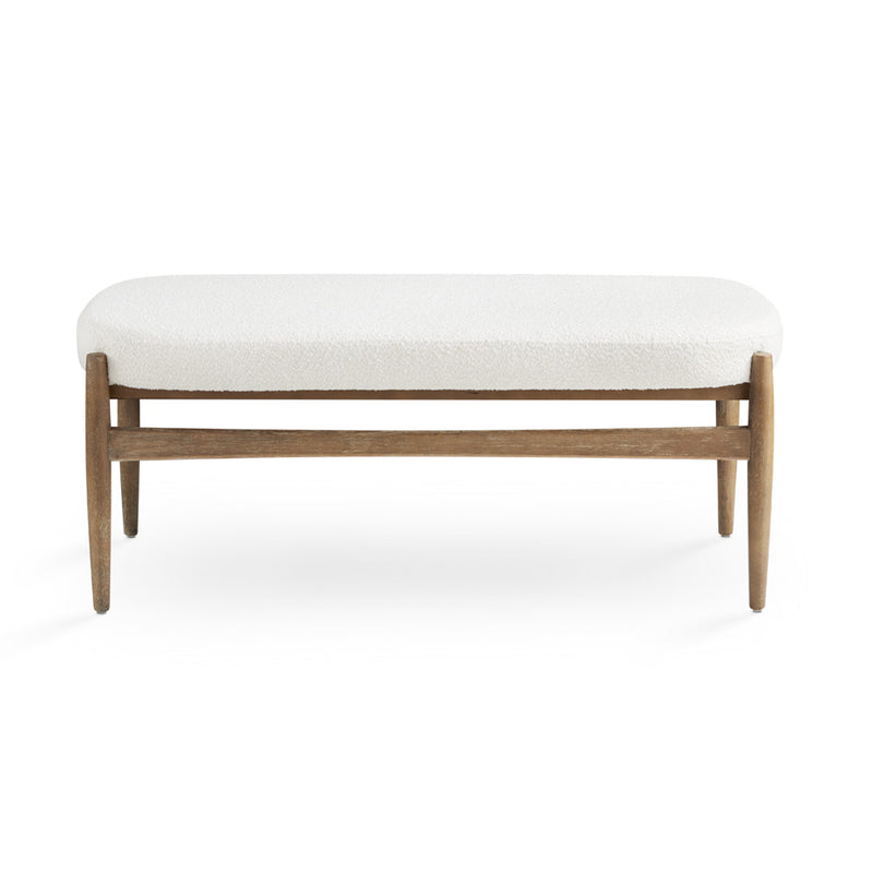 Winslow White Boucle & Wood Bench