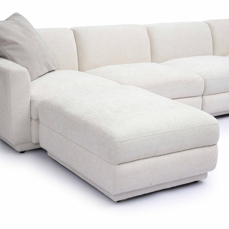 Arabella 123.6" Cream Chenille Modular U-Sectional
