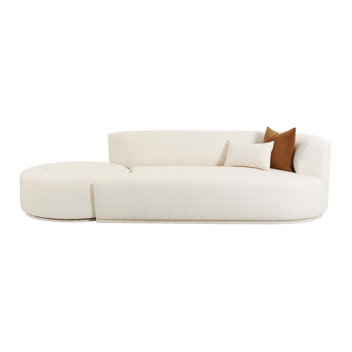 Pablo 112.2" Plush Cream Boucle 2-Piece Chaise Modular RAF Sofa
