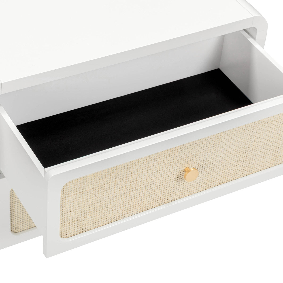 Ameline White Rattan 2 Drawer Nightstand