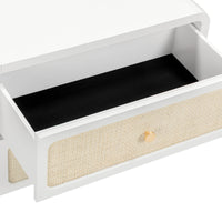 Ameline White Rattan 2 Drawer Nightstand