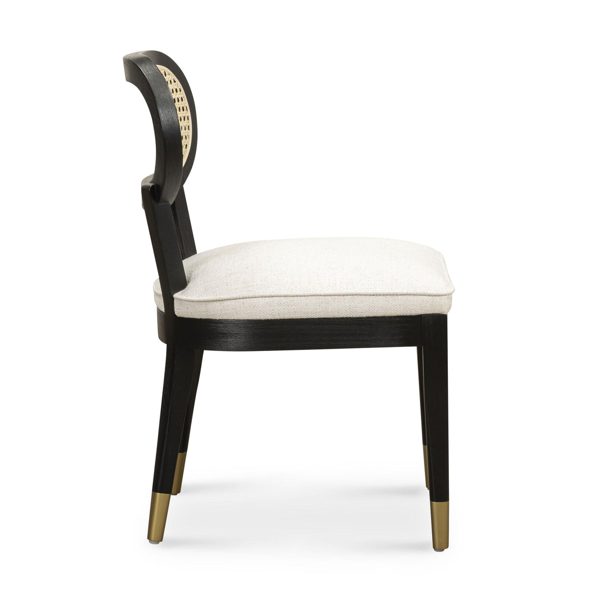 Mazie Black Dining Chair in Cream Performance Linen