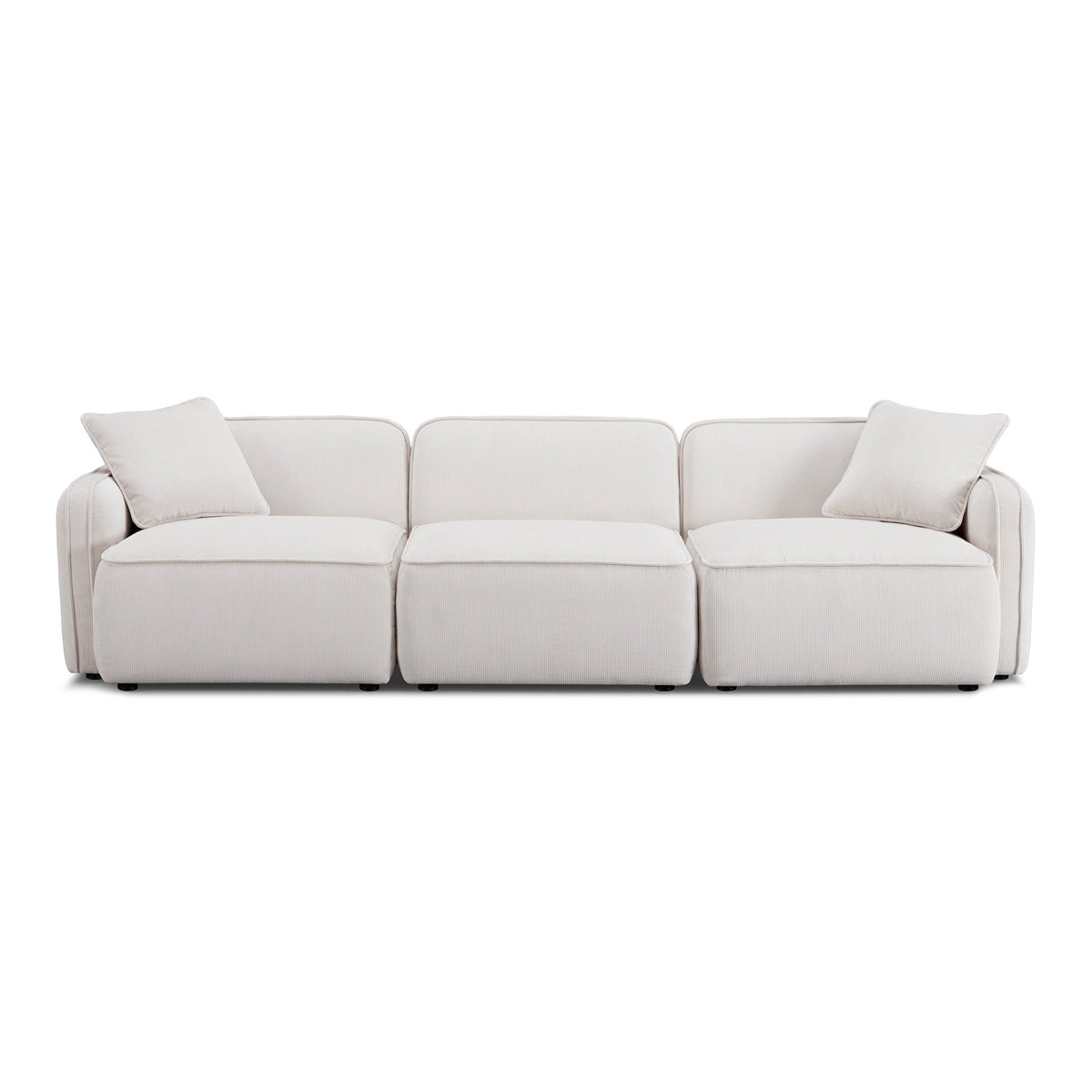 Travie 111.9" White Sand Performance Corduroy Velvet Modular Sofa