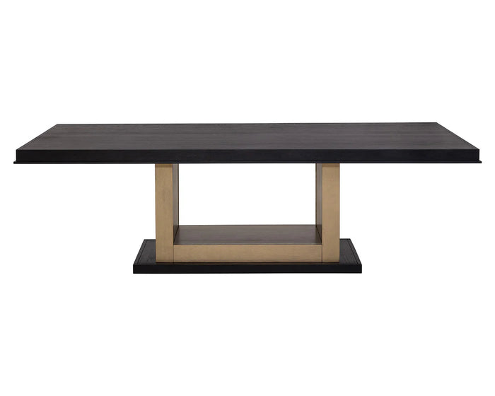 Judson 100" Black Oak & Warm Brass Dining Table