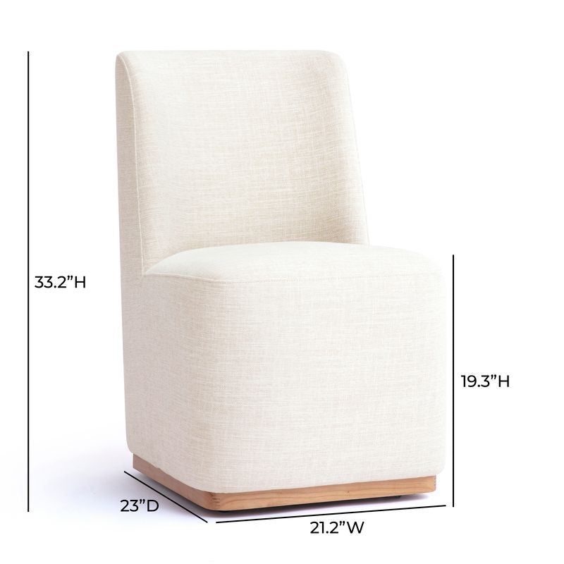 Monika Cream Performance Fabric Rolling Dining Chair