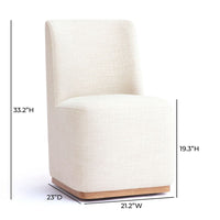 Monika Cream Performance Fabric Rolling Dining Chair