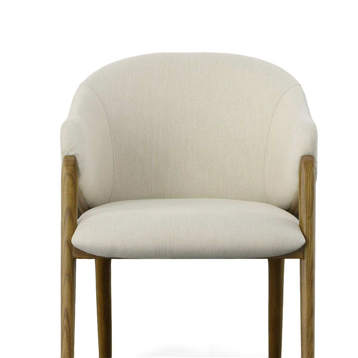 Claude Cream Fabric and Walnut Arm Dining Chair