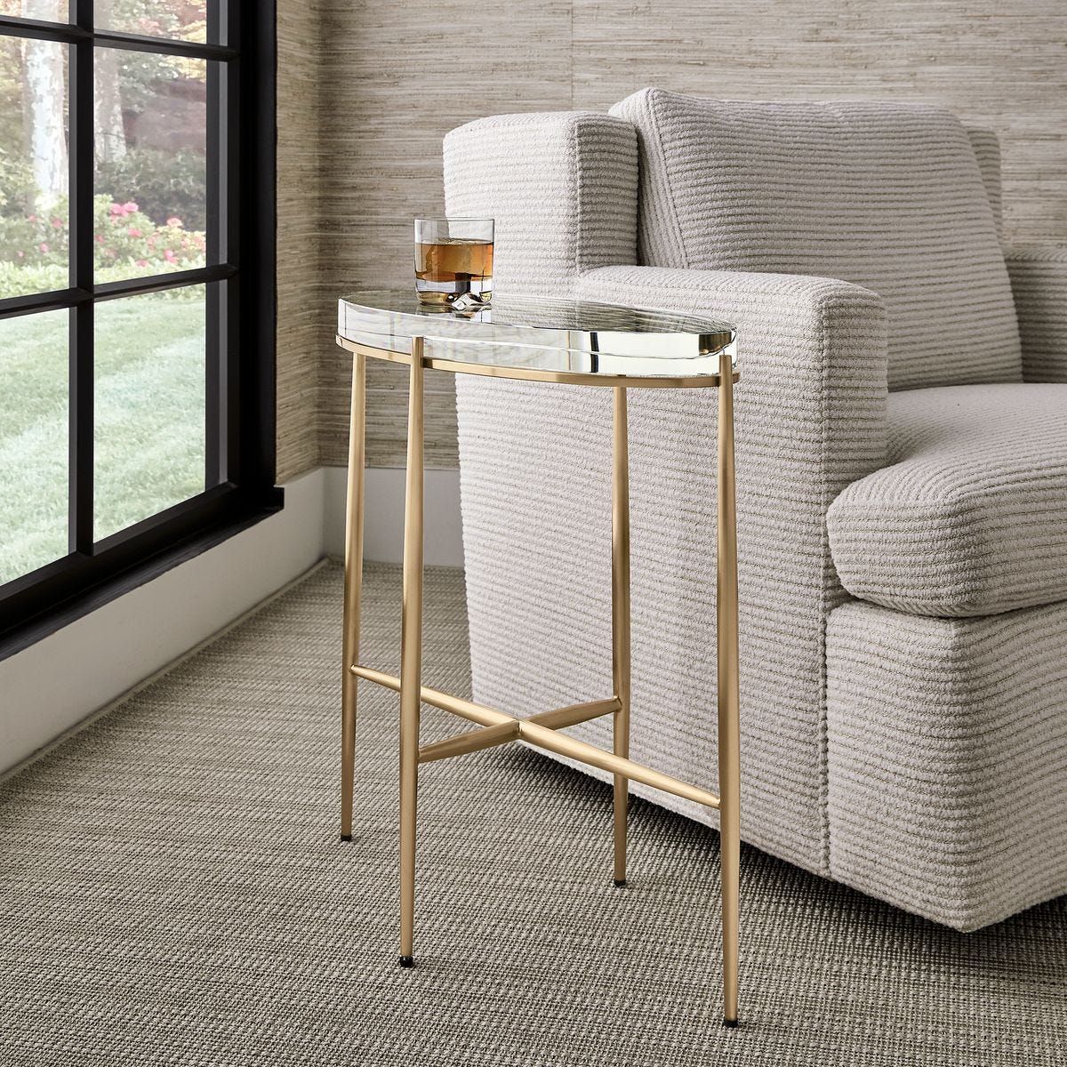 Alexandra Crystal & Gold Accent Table