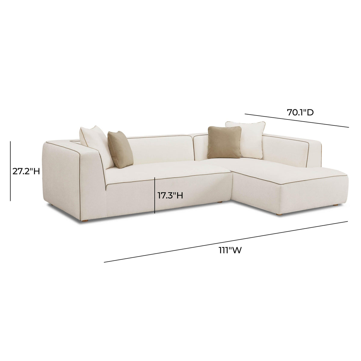 Isla 111” Cream Linen RAF Sectional Sofa