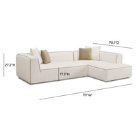 Isla 111” Cream Linen RAF Sectional Sofa