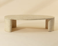 Savinah 60" Faux Travertine Concrete Indoor Outdoor Oval Coffee Table