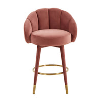 Morant Performance Salmon Velvet Swivel Counter Stool - Luxury Living Collection