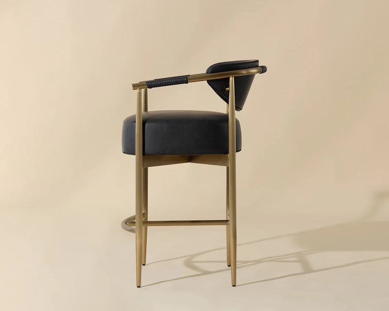 Heloise Gold & Black Faux Leather Counter Stool