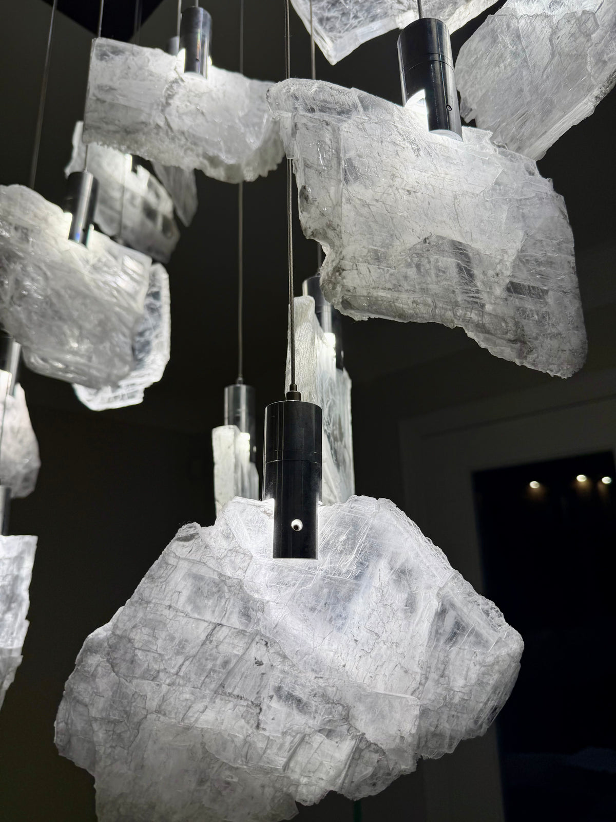 Yve Selenite Pane Six-Light Droplight Chandelier - Luxury Living Collection