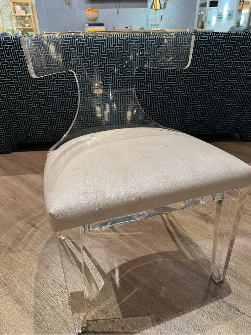 Clay Acrylic & Beige Faux Shagreen Chair